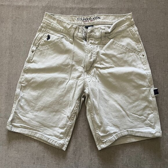 US Polo Assn Carpenter Shorts Men 30 Beige 8" Inseam Utility Work Outdoor - Picture 1 of 10